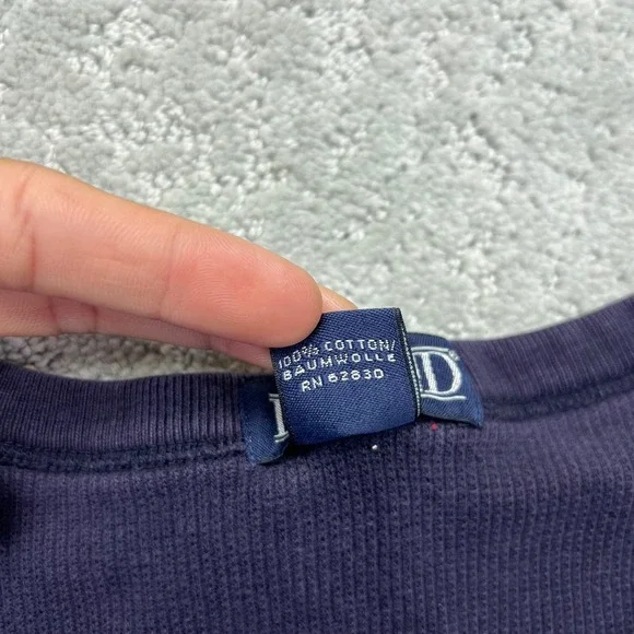 Lands End Thermal Shirt Mens XL Navy Purple Waffle Knit Long Sleeve Heavyweight - Picture 5 of 16